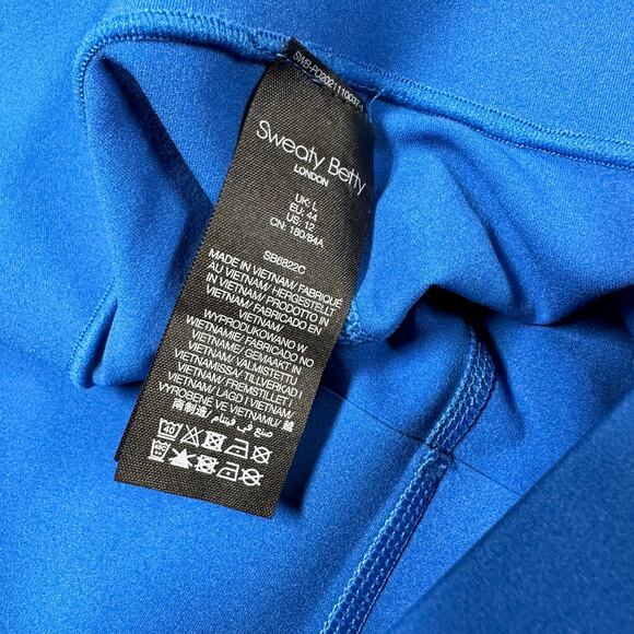 Sweaty Betty NWT Power Cropped Workout Leggings Lighting Blue Size 12 Pockets - Picture 4 of 8